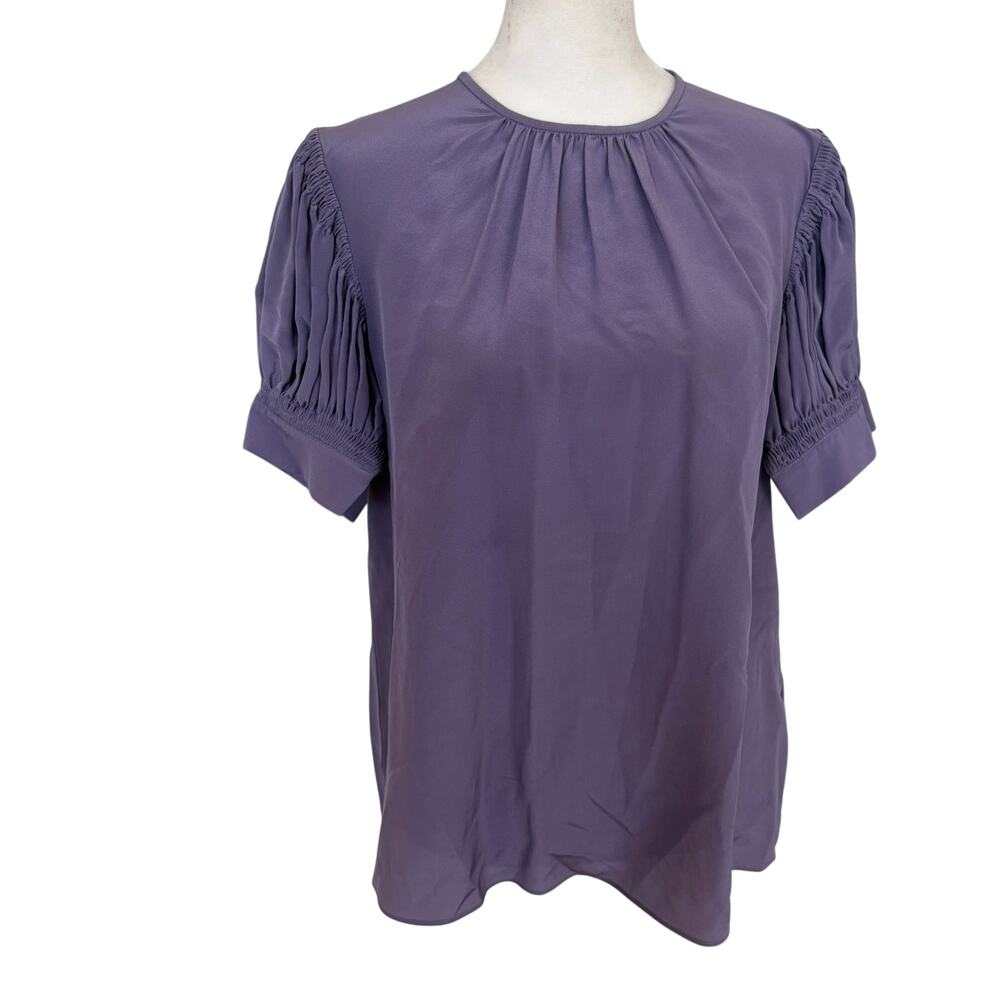 Rebecca Taylor Purple 100% Silk Short Sleeve Top Blouse Womens Size Small